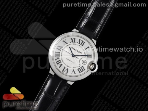 AF공장 발롱블루 42MM 화이트다이얼 가죽 오토매틱 _ Ballon Bleu 42mm SS AF 11 Best Edition White Textured Dial on Black Leather Strap A2824