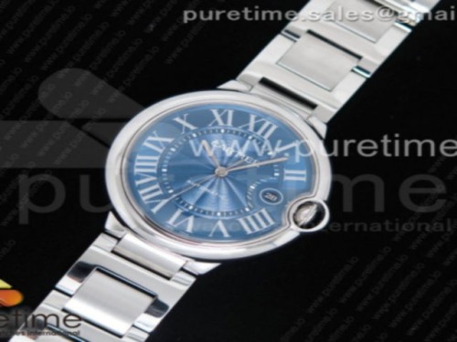 CR공장 까르띠에 발롱블루 42MM 블루 텍스트다이얼 _ 브슬 Ballon Bleu 42mm SS CRF Best Edition Blue Textured Dial on SS Bracelet A2824