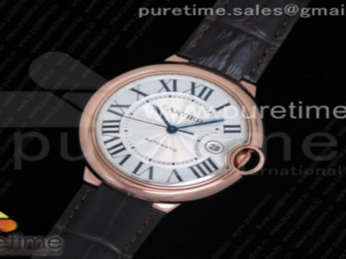 JF공장 까르띠에 발롱블루 드 42MM 로즈골드 화이트 텍스처드 다이얼 Ballon Bleu 42mm RG JF 1_1 Best Edition White Textured Dial on Brown Leather Strap MIYOTA 9015