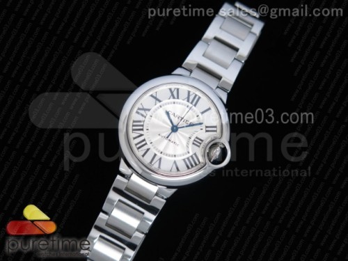 TW공장 까르띠에 발롱블루 33MM 화이트다이얼 _ 브슬 Ballon Bleu 33mm SS TWF 1_1 Best Edition White Textured Dial on SS Bracelet SEIKO NH05A