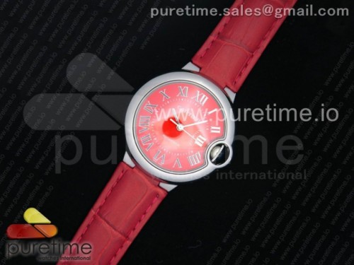 V6공장 까르띠에 발롱블루 33MM 레드다이얼 _ 브슬 Ballon Bleu 33mm SS V6F 1_1 Best Edition Red Dial on Red Leather Strap SEIKO NH05A