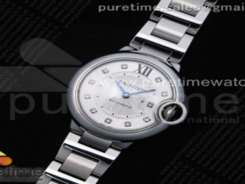 V6공장 까르띠에 발롱블루 33mm 스틸 화이트자개다이얼 다이아몬드인덱스 브슬 _ Ballon Bleu 33mm SS V6F Best Edition White Textured Dial Diamonds Markers on SS Bracelet