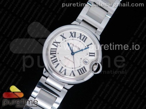 ZZF공장 까르띠에 발롱블루 42MM 화이트 텍스트다이얼 _ 브슬 Ballon Bleu 42mm SS ZZF 1_1 Best Edition White Textured Dial on SS Bracelet A2824