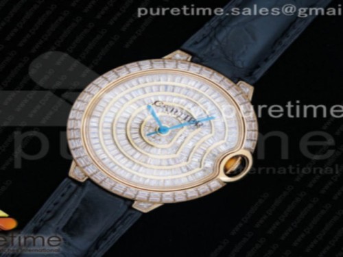 까르띠에 발롱블루 42MM 풀다이아몬드 옐로우골드 _ 더블 사이드 악어가죽 Ballon Bleu 42mm YG Diamonds Bezel Diamonds Dial on Double Side Crocodile Strap MIYOTA 9015