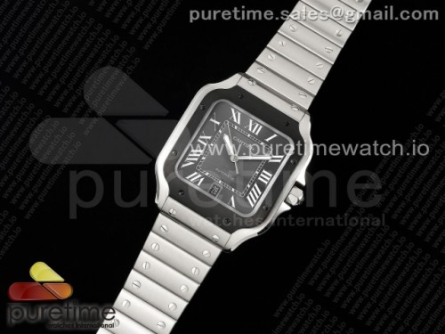 3K공장 까르띠에 산토스 드 블랙다이얼 40MM 브슬 라지 _ Santos de Cartier 40mm SS 3KF 11 Best Edition White Dial Black Bezel on SS Bracelet MIYOTA 9015