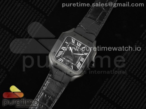 3K공장 까르띠에 산토스 드 블랙다이얼 PVD 40MM 가죽 라지 _ Santos de Cartier 40mm PVD 3KF 11 Best Edition Black Dial on Black Leather Strap MIYOTA 9015