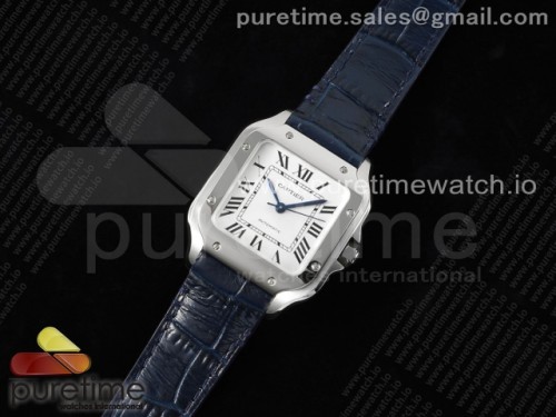 3K공장 까르띠에 산토스 드 화이트다이얼 35MM 미디움 _ Santos de Cartier 35mm 3KF 11 Best Edition White Dial on Blue Leather Strap MIYOTA 9015