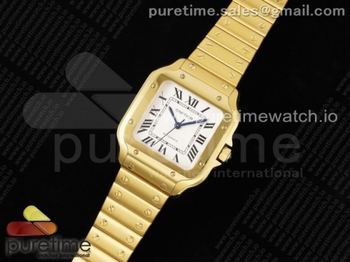 3K공장 까르띠에 산토스 드 화이트다이얼 35MM 옐로우골드 브슬 미디움 _ Santos de Cartier 35mm YG 3KF 11 Best Edition White Dial on YG SmartLinks Bracelet MIYOTA 9015