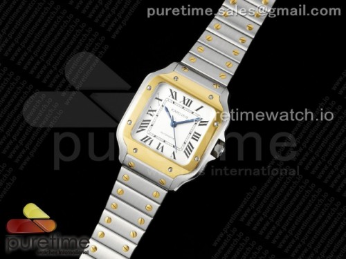 3K공장 까르띠에 산토스 드 화이트다이얼 35MM 옐로우골드콤비 브슬 미디움 _Santos de Cartier 35mm SSYG 3KF 11 Best Edition White Dial on SSYG SmartLinks Bracelet MIYOTA 9015