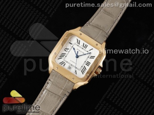 3K공장 까르띠에 산토스 드 화이트다이얼 로즈골드 40MM 그레이가죽 라지 _ Santos de Cartier 40mm RG 3KF 11 Best Edition White Dial on Gray Leather Strap MIYOTA 9015
