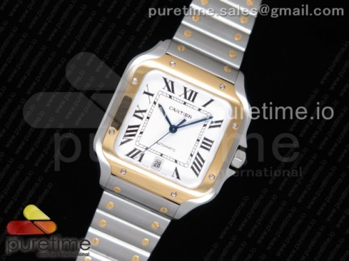 BV공장 까르띠에 산토스 2018 라지 옐로우골드 콤비 스마트링크 브레이슬릿 _ Santos de Cartier 40mm 2018 BVF 11 Best Edition RG Bezel White Dial on SS SmartLinks Bracelet MIYOTA 9015