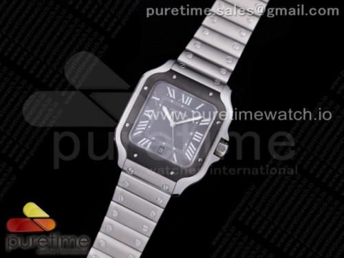 V6공장 까르띠에 산토스 40MM 블랙베젤 화이트인덱스 블랙다이얼 브슬 _ Santos de Cartier 40mm 2018 V6F 1_1 Best Edition Black Bezel White Dial on SS Bracelet MIYOTA 9015 V2