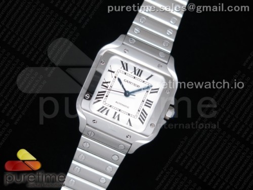 V6공장 까르띠에 산토스 2018 미디움 스틸 화이트다이얼 스마트 링크 브슬 _ Santos de Cartier 35mm 2018 V6F 11 Best Edition White Dial on SS SmartLinks Bracelet MIYOTA 9015
