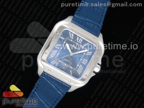 V6공장 산토스 40MM 블루다이얼 블루스트랩 _ Santos de Cartier 40mm 2018 V6F 11 Best Edition Blue Dial on Blue Leather Strap MIYOTA 9015