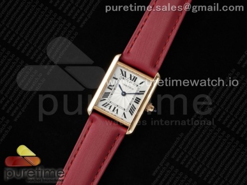 AF공장 까르띠에 탱크머스트 22미리 스몰사이즈 로즈골드 레드스트랩 Tank Must RG 22mm AF 11 Best Edition White Dial on Red Fabric Strap Ronda Quartz