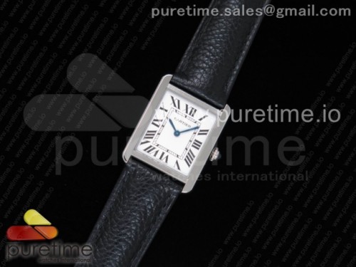 AF공장 까르띠에 탱크솔로 24MM Tank Solo Ladies 25mm SS AF 1_1 Best Edition White Dial on Black Leather Strap Ronda Quartz