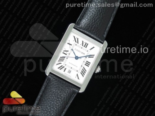 AF공장 까르띠에 탱크솔로 31MM 가죽 Tank Solo 31mm SS AF 1_1 Best Edition White Dial on Black Leather Strap A2892