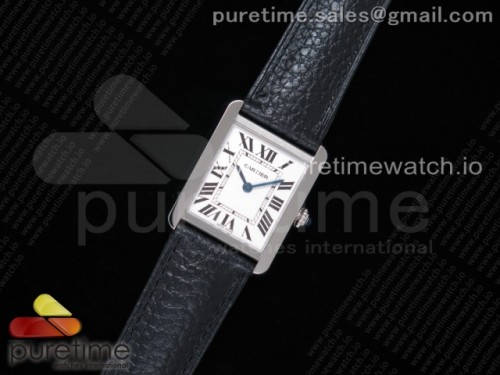 K11공장 까르띠에 탱크솔로 24MM 가죽 _ Tank Solo 24.5mm K11F SS White Dial on Black Leather Strap Ronda Quartz