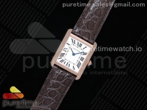 K11공장 까르띠에 탱크솔로 24MM 로즈골드 가죽 _ Tank Solo 24.5mm K11F RG White Dial on Brown Leather Strap Ronda Quartz
