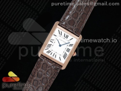 K11공장 까르띠에 탱크솔로 27MM 가죽 로즈골드 _ Tank Solo 27.5mm K11F RG White Dial on Brown Leather Strap Ronda Quartz