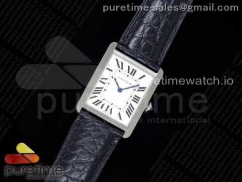 K11공장 까르띠에 탱크솔로 27MM 악어가죽 _ Tank Solo 27.5mm K11F SS White Dial on Black Croco Strap Ronda Quartz