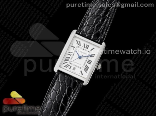 TW공장 까르띠에 탱크솔로 31MM 가죽 미요타9015 _ Tank 31mm SS V9F 11 Best Edition White Dial on Black Leather Strap MIYOTA 9015