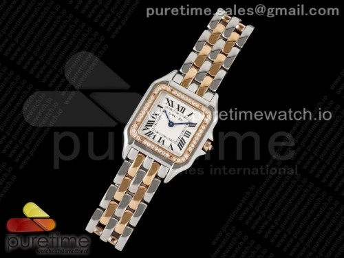 BV공장 까르띠에 팬더 27MM 로즈골드 브레이슬릿 다이아베젤 쿼츠 콤비 _ Panthère 27mm BVF 11 Best Edition SSRG White Dial Diamonds Bezel on SSRG Bracelet Ronda Quartz