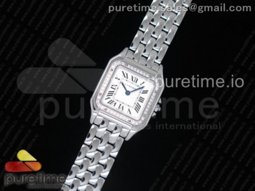 K11 까르띠에 팬더 27MM Panthère Secrete Ladies 27mm SS Diamonds Bezel K11 1_1 Best Edition White Dial on SS Bracelet Ronda Quartz