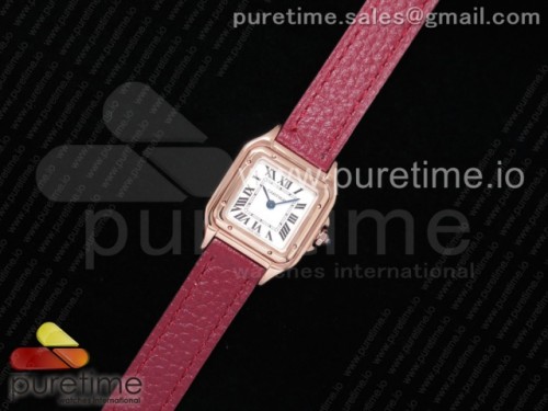K11공장 까르띠에 팬더 레이디즈 22mm 가죽 로즈골드 _ Santos Ladies RG 22mm K11F Best Edition White Dial on Red Leather Strap Ronda Quartz