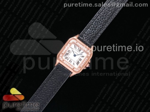 K11공장 까르띠에 팬더 레이디즈 22mm 블랙가죽 다이아베젤 로즈골드 _ Santos Ladies RG 22mm K11F Best Edition White Dial Diamonds Bezel on Black Leather Strap Ronda Quartz