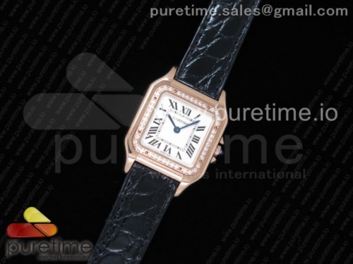 K11공장 까르띠에 팬더 레이디즈 27MM 로즈골드 다이아베젤 화이트다이얼 악어스트랩 _ Panthère Secrete Ladies 27mm RG K11 11 Best Edition White Dial Diamonds Bezel on Black Croco Strap Ronda Quartz