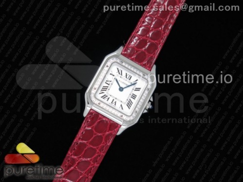 K11공장 까르띠에 팬더 레이디즈 27MM 스틸 다이아베젤 화이트다이얼 레드 악어스트랩 _ Panthère Secrete Ladies 27mm SS K11 11 Best Edition White Dial Diamonds Bezel on Red Croco Strap Ronda Quartz