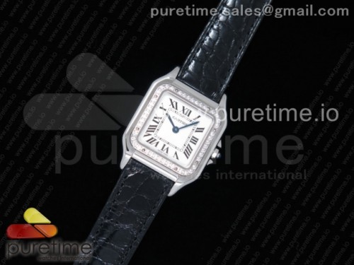 K11공장 까르띠에 팬더 레이디즈 27MM 스틸 다이아베젤 화이트다이얼 악어스트랩 _ Panthère Secrete Ladies 27mm SS K11 11 Best Edition White Dial Diamonds Bezel on Black Croco Strap Ronda Quartz