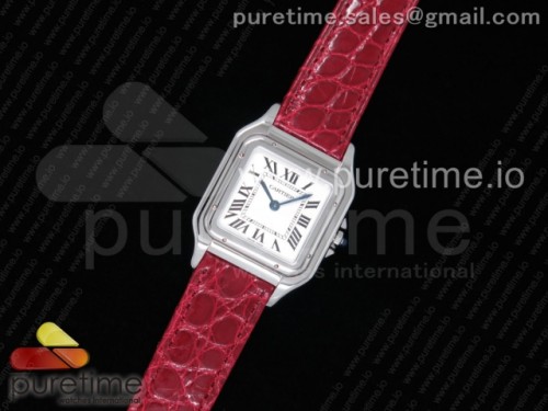 K11공장 까르띠에 팬더 레이디즈 27MM 스틸 화이트다이얼 레드 악어스트랩 _ Panthère Secrete Ladies 27mm SS K11 11 Best Edition White Dial on Red Croco Strap Ronda Quartz