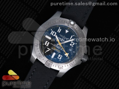 GV공장 V2 브라이틀링 어벤져 씨울프 DLC 블랙다이얼 나일론 _ Avenger II Seawolf PVD GF 11 Best Edition Black Dial On Black Nylon Strap A2824 V2