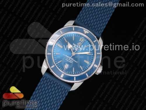 OM공장 브라이틀링 슈퍼오션 헤르티지 2 + 러버밴드 SuperOcean Heritage ii 42mm SS OMF 1_1 Best Edition Blue Dial Blue Bezel on Blue Rubber Strap A2824 (Free Rubber Strap)