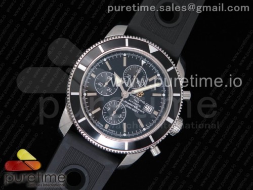 OM공장 브라이틀링 슈퍼오션 헤르티지 2 46MM 블랙 다이얼 블랙 러버 스트랩 Superocean Heritage ii Chrono 46 SS OMF 1_1 Best Edition Black Bezel Black Dial on Black Rubber Strap A7750