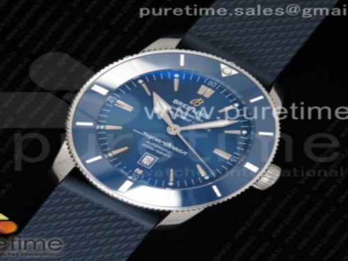 브라이틀링 슈퍼오션 헤르티지 2 46mm 블루다이얼 세라믹베젤 _ 러버 스트랩 SuperOcean Heritage ii 46mm SS Blue Dial Blue Ceramic Bezel on Blue Rubber Strap A2824