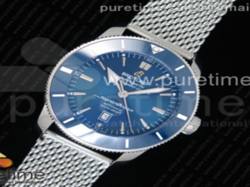 브라이틀링 슈퍼오션 헤르티지 2 46mm 블루다이얼 세라믹베젤 _ 브슬 SuperOcean Heritage ii 46mm SS Blue Dial Blue Ceramic Bezel on SS Mesh Bracelet A2824
