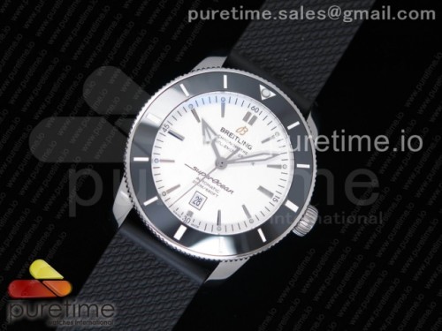 브라이틀링 슈퍼오션 헤르티지 2 46mm 화이트다이얼 세라믹베젤 _ 러버 스트랩 SuperOcean Heritage ii 46mm SS White Dial Black Ceramic Bezel on Black Rubber Strap A2824