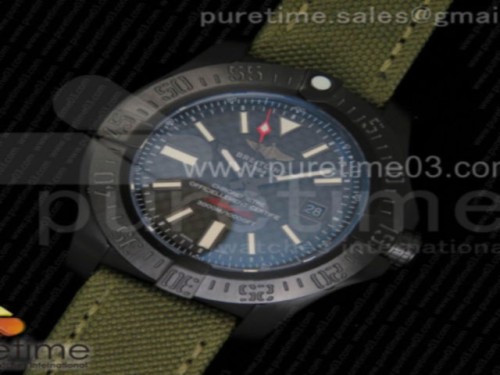 브라이틀링 어벤져 2 씨울프 PVD 블랙다이얼 _ 그린 나토 스트랩 Avenger II Seawolf PVD Black CF Dial on Green Nylon Strap A2836