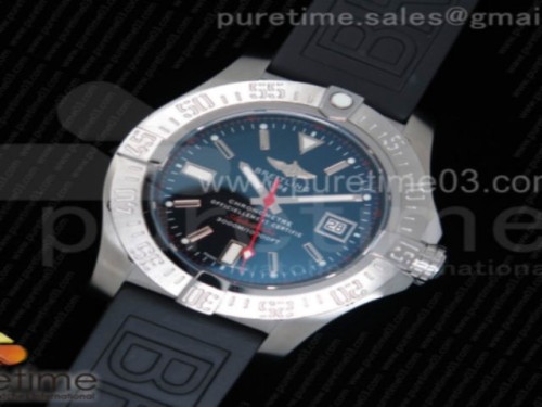 브라이틀링 어벤져 2 씨울프 블랙다이얼 레드핸즈 _ 블랙러버 스트랩 Avenger II Seawolf SS Black Dial Stick Markers Red Hand on Black Rubber Strap A2836