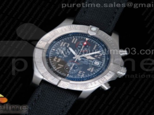 브라이틀링 어벤져 2 씨울프 티타늄 그레이다이얼 _ 그레이 나토 스트랩 Avenger II Seawolf Chronograph Titanium Case Gray Dial on Black Nylon Strap A7750