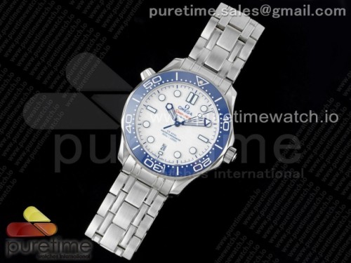 HR공장 오메가 씨마스터 다이버 300 블루세라믹 화이트다이얼 브슬 _ Seamaster Diver 300M SS Blue Ceramic Bezel HRF 11 Best Edition White Dial on SS Bracelet A2824