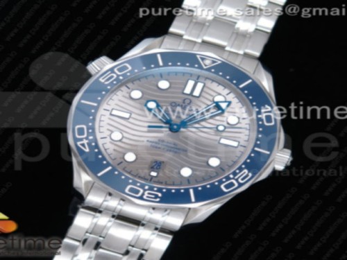 OM공장 오메가 씨마스터 다이버 300 스틸 그레이 다이얼 _ 2018 Seamaster Diver 300M OMF Best Edition Blue Ceramic Gray Dial on SS Bracelet A8800 (Black Balance Wheel)