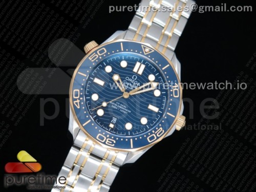 OM공장 오메가 씨마스터 다이버 300 옐로우골드 콤비 블루세라믹 브슬 _ 2018 Seamaster Diver 300M SSYG OMF Best Edition Blue Ceramic Blue Dial on SSYG Bracelet A8800 (Black Balance Wheel)
