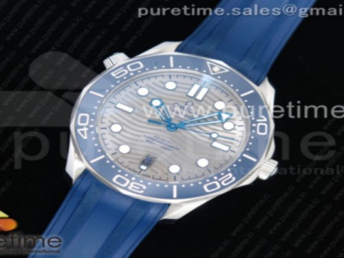 OM공장 오메가 씨마스터 다이버 300M 블루 그레이 러버스트랩 _ 2018 Seamaster Diver 300M OMF Best Edition Blue Ceramic Gray Dial on Blue Rubber Strap A8800 (Black Balance Wheel)