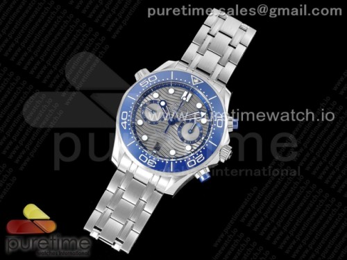 OM공장 오메가 씨마스터 다이버300 크로노 그레이다이얼 블루 _ Seamaster 300M Chrono SS OMF 11 Best Edition Gray Dial on SS Bracelet A9900