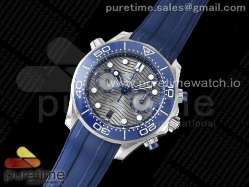OM공장 오메가 씨마스터 다이버300 크로노 그레이다이얼 블루러버 _ Seamaster 300M Chrono SS OMF 11 Best Edition Gray Dial on Blue Rubber Strap A990
