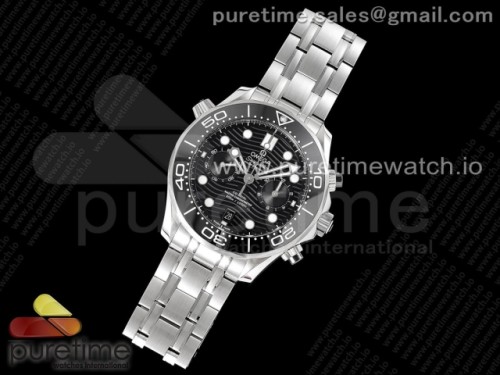 OM공장 오메가 씨마스터 다이버300 크로노 블랙다이얼 _ Seamaster 300M Chrono SS OMF 11 Best Edition Black Dial on SS Bracelet A9900